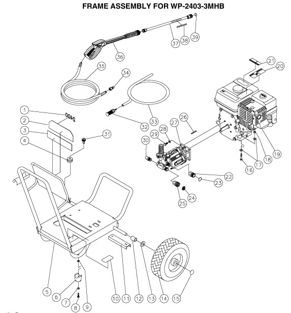 MITM WP-2403 pressure washer parts and manual
